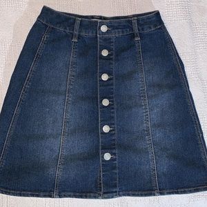 Button down jean mini skirt